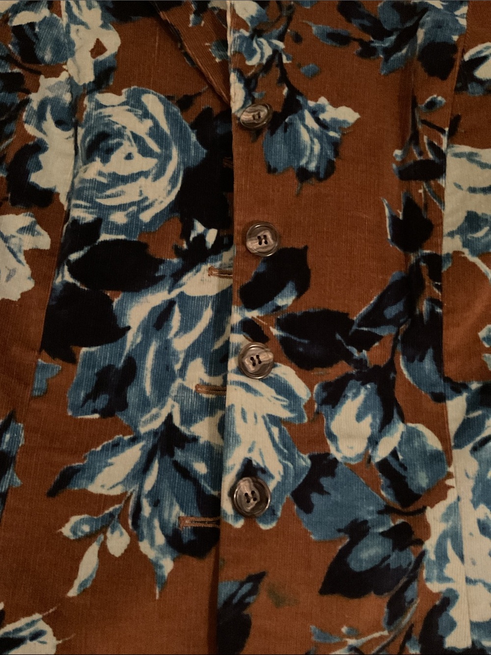 Anne Klein Brown Button-Front jacket  with Blue Floral Print - Picture 4 of 4
